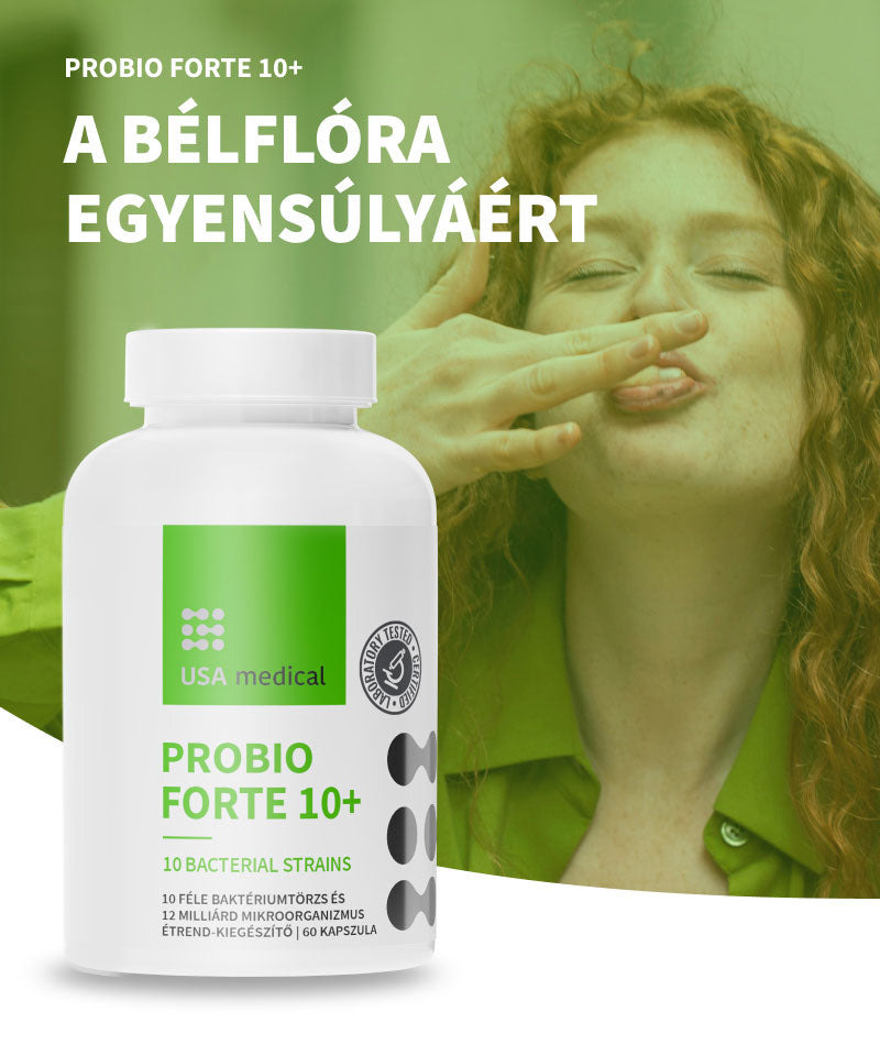 UsaMedical Bélflóra támogató kapszula 10 féle baktérium törzzsel 60 db