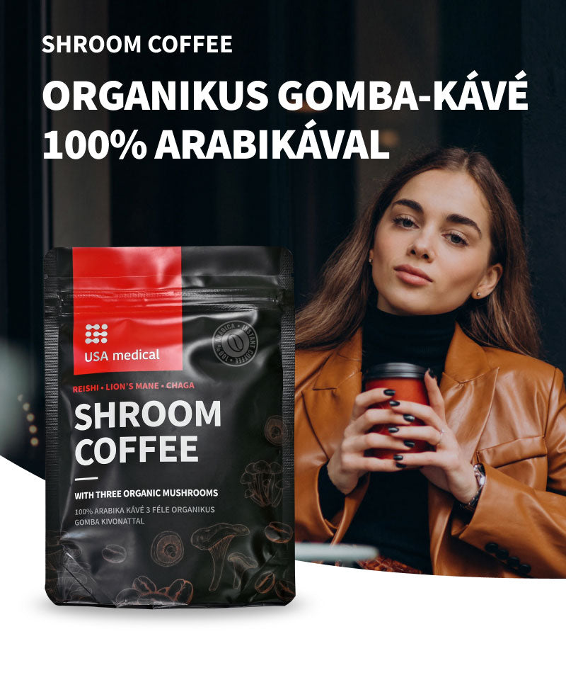 UsaMedical Gomba kávé 100% arabikával és 3 organikus gombakivonattal
