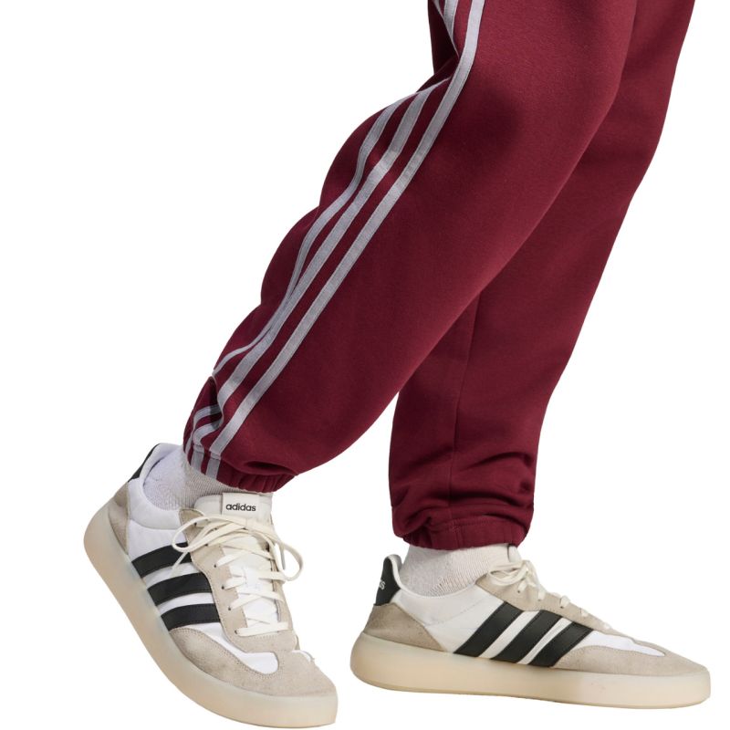 Adidas Essentials 3-Stripes Fleece Tapered Cuffed férfi nadrág, bordó