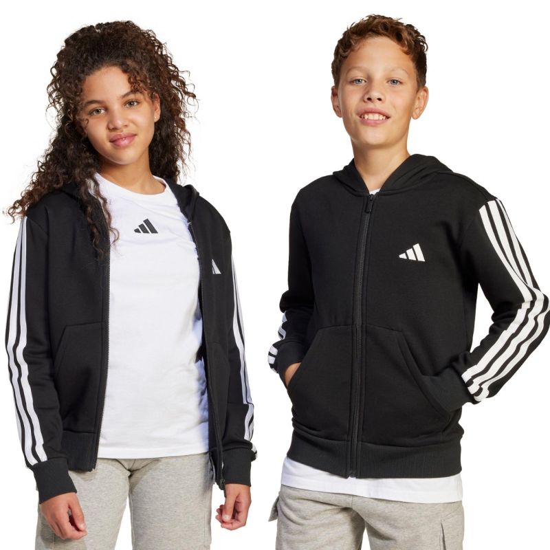 adidas Essentials Full-Zip Kids' Sweatshirt Black and fehér gyerek pulóver JD6494