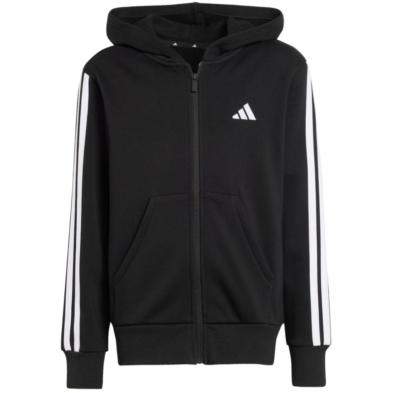 adidas Essentials Full-Zip Kids' Sweatshirt Black and fehér gyerek pulóver JD6494