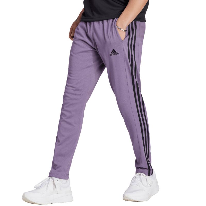 adidas Essentials Single Jersey Tapered Open Hem 3-Stripes M Pants IJ8699 Nadrág