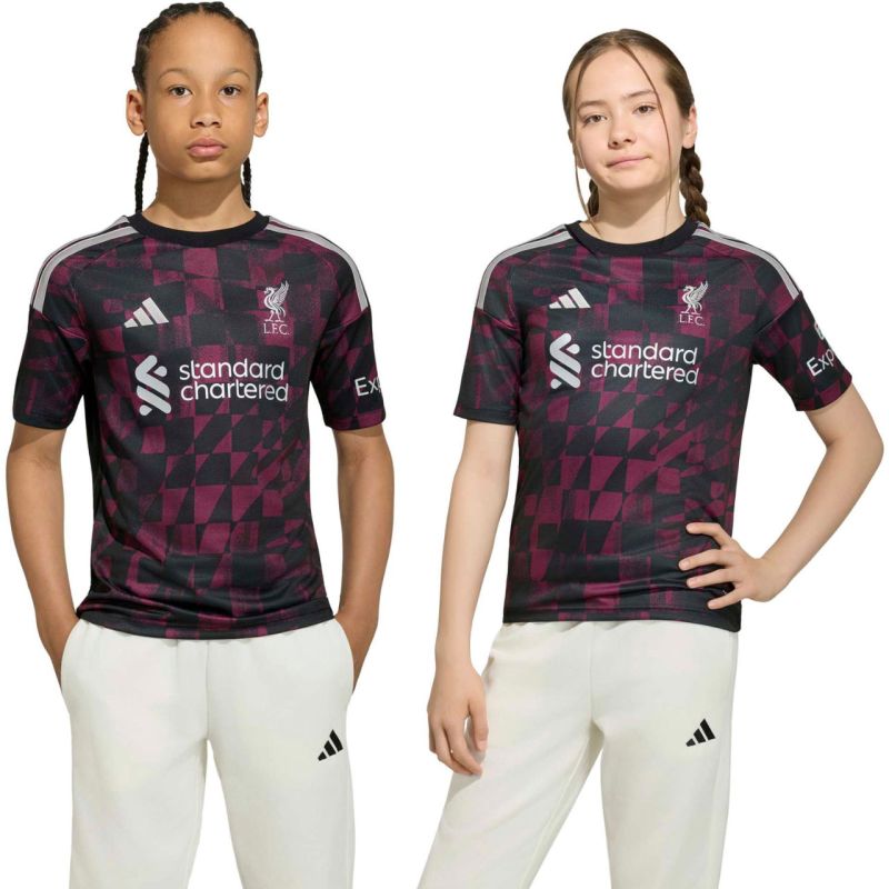 Adidas Liverpool FC 26/27 Third Jersey Kids' Shirt Black and rózsaszín KB8284