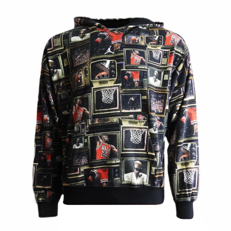 AIR Jordan Men's Brooklyn Fleece Printed Pullover Hoodie - fekete férfi pulóver