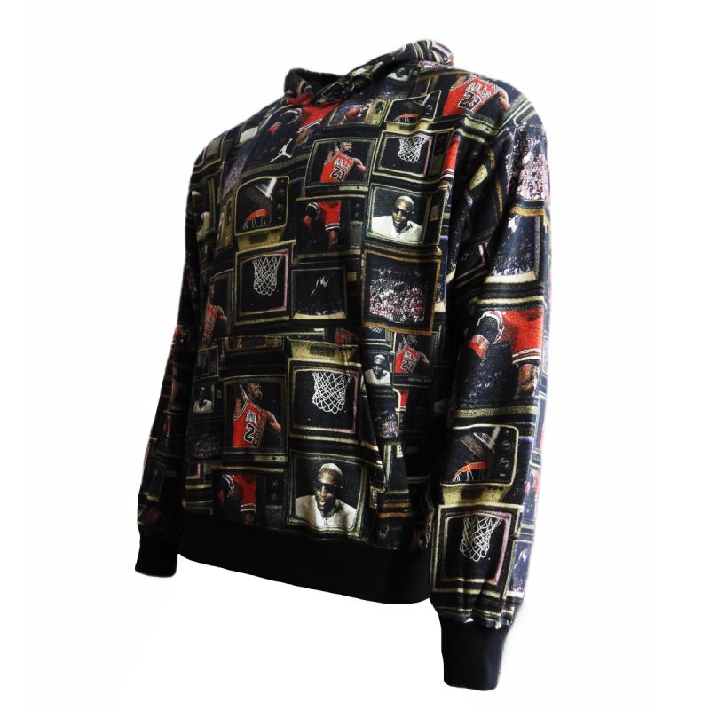 AIR Jordan Men's Brooklyn Fleece Printed Pullover Hoodie - fekete férfi pulóver