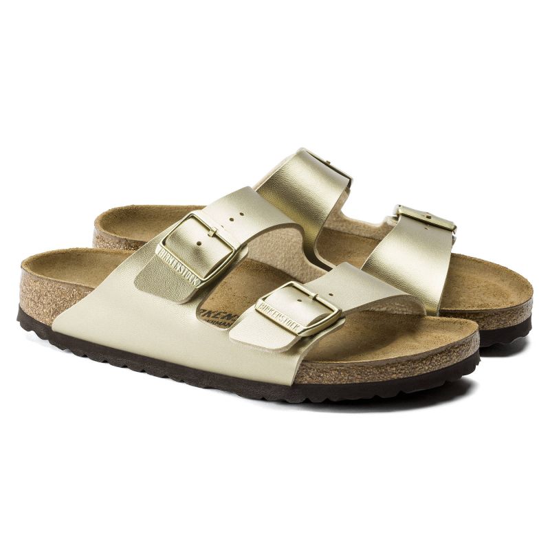 Birkenstock Arizona Birko-Flor Gold Women's Slides Regular Wide Utcai női 1016110