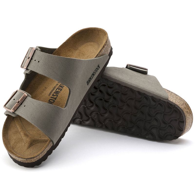 Birkenstock Arizona Birko-Flor Nubuck Stone regular women's/men's flip-flops wide gray (0151211) Papucs - Sportmania.hu