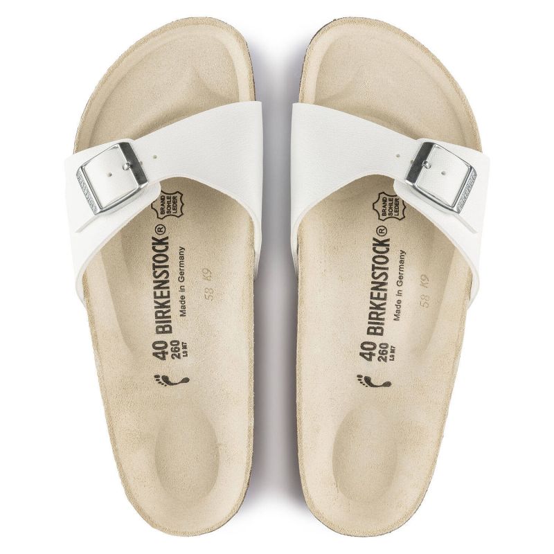 Birkenstock Madrid Birko-Flor White Women's Slides Regular Wide (0040731) Papucs - Sportmania.hu