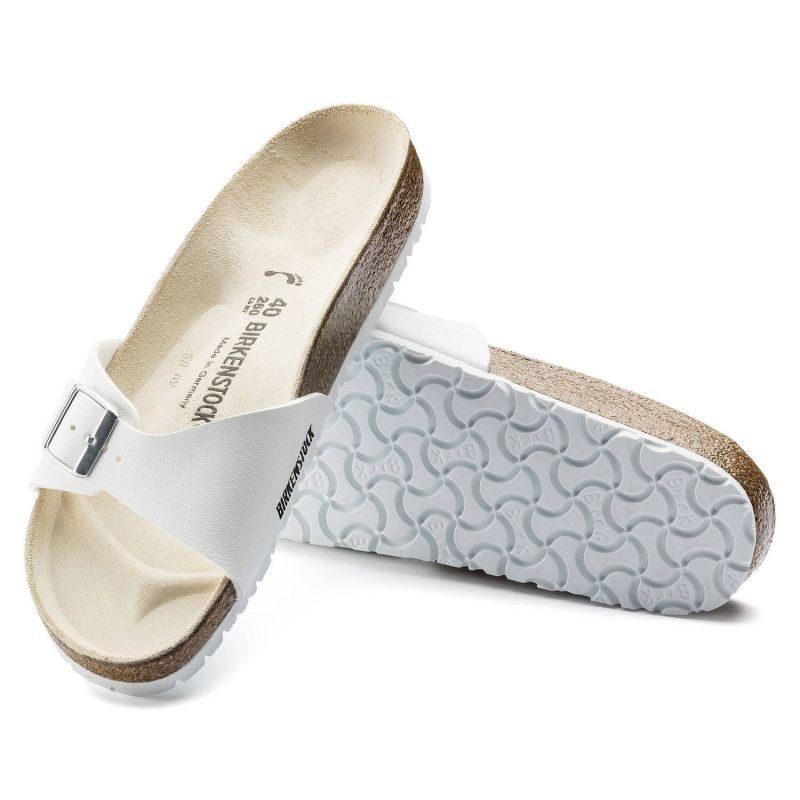 Birkenstock Madrid Birko-Flor White Women's Slides Regular Wide (0040731) Papucs - Sportmania.hu