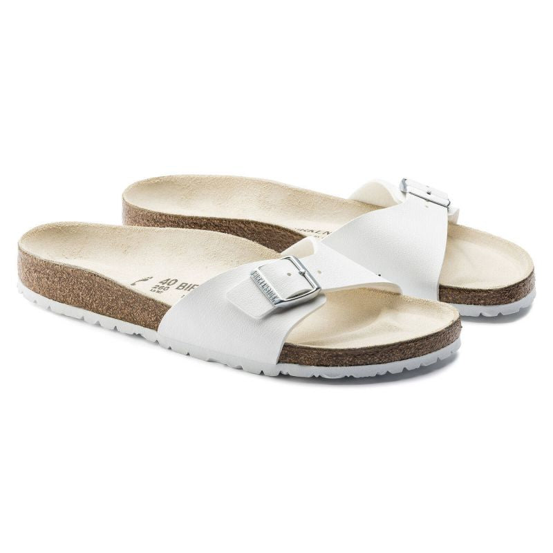 Birkenstock Madrid Birko-Flor White Women's Slides Regular Wide (0040731) Papucs - Sportmania.hu