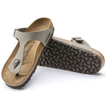Birkenstock Women's gray-beige Gizeh Birko-Flor Nubuck Stone regular wide (43391) Papucs - Sportmania.hu