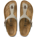 Birkenstock Women's gray-beige Gizeh Birko-Flor Nubuck Stone regular wide (43391) Papucs - Sportmania.hu