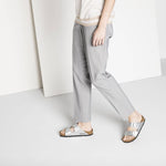 Birkenstock Women's Silver Arizona Birko-Flor Silver Regular Flip-Flops Wide Utcai női 1012282