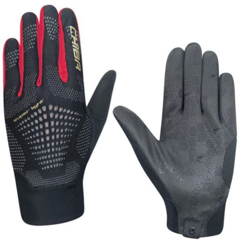 CHIBA SUPERLIGHT gloves black red piros kerékpáros kesztyű