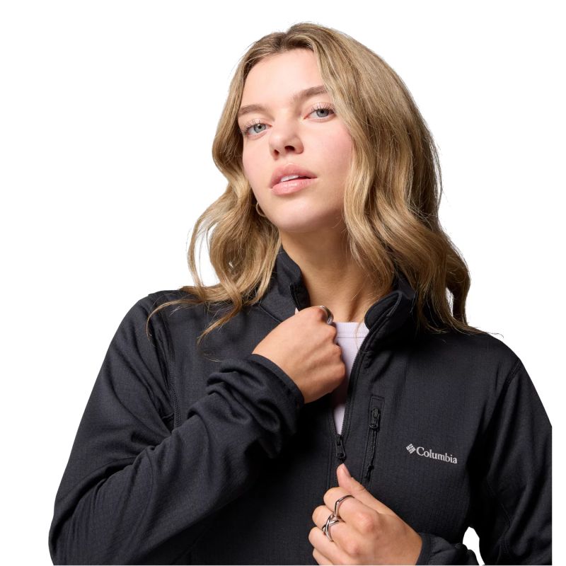 Columbia Essential Hike Grid Full Zip Fleece Black fekete polár pulóver 2136233010