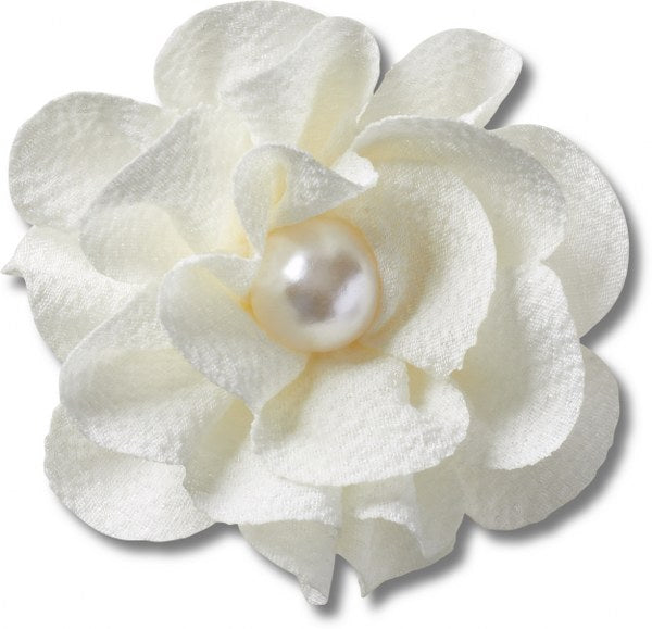 White Fabric Flower With Pearl