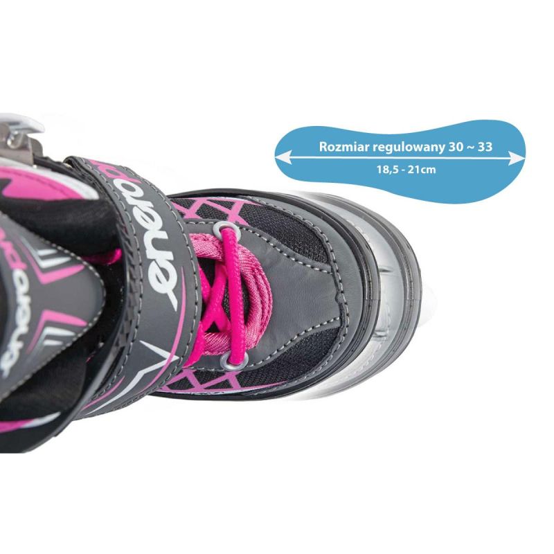Enero ROLLER SKATES-ROLLER SKATES-ICE SKATING 4IN1 PRO LED 30-33 PINK-GRAY szürke görkorcsolya