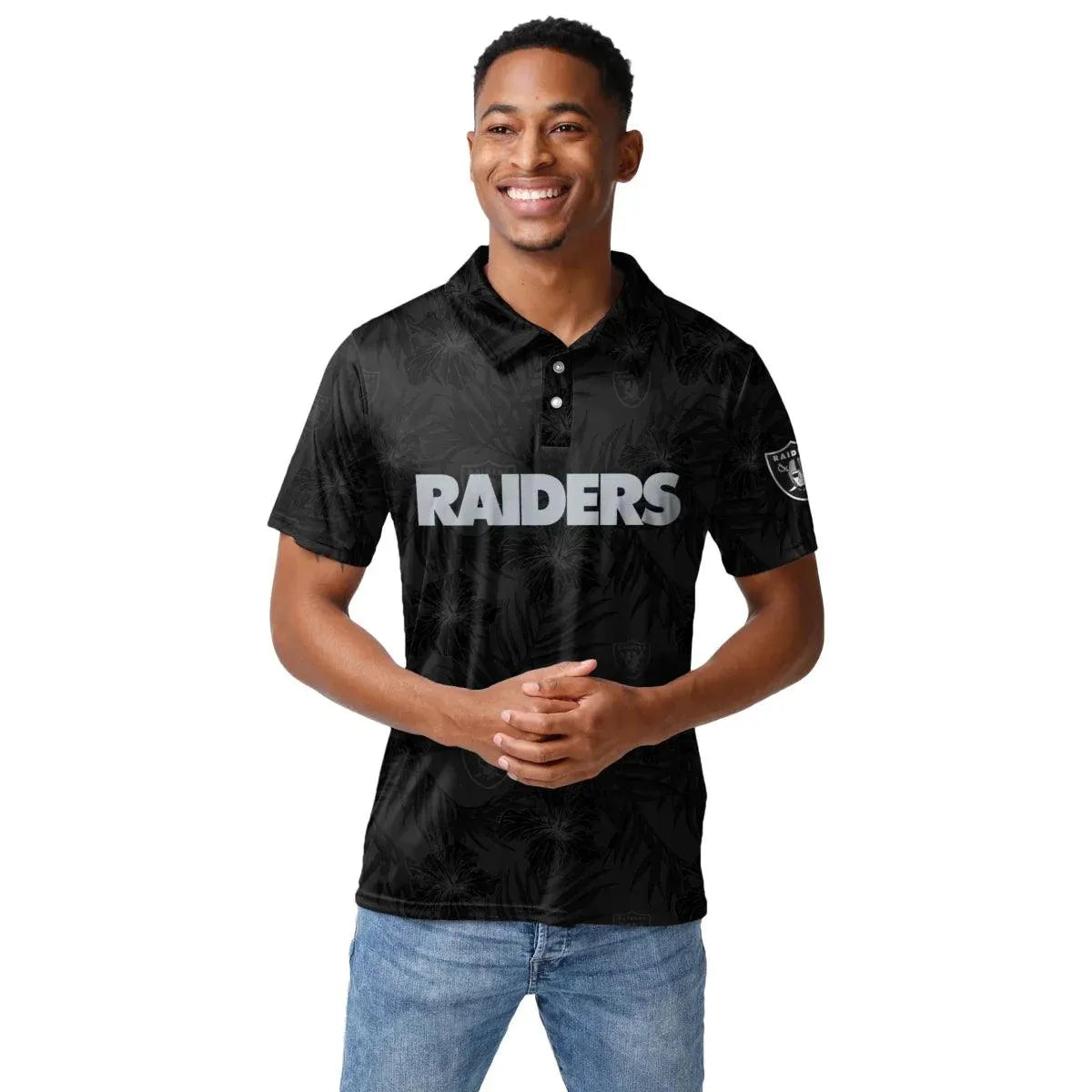 Foco Las Vegas Raiders Floral Wordmark férfi galléros Póló