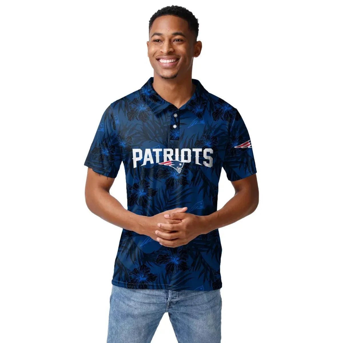 Foco New England Patriots Floral Wordmark férfi galléros Póló