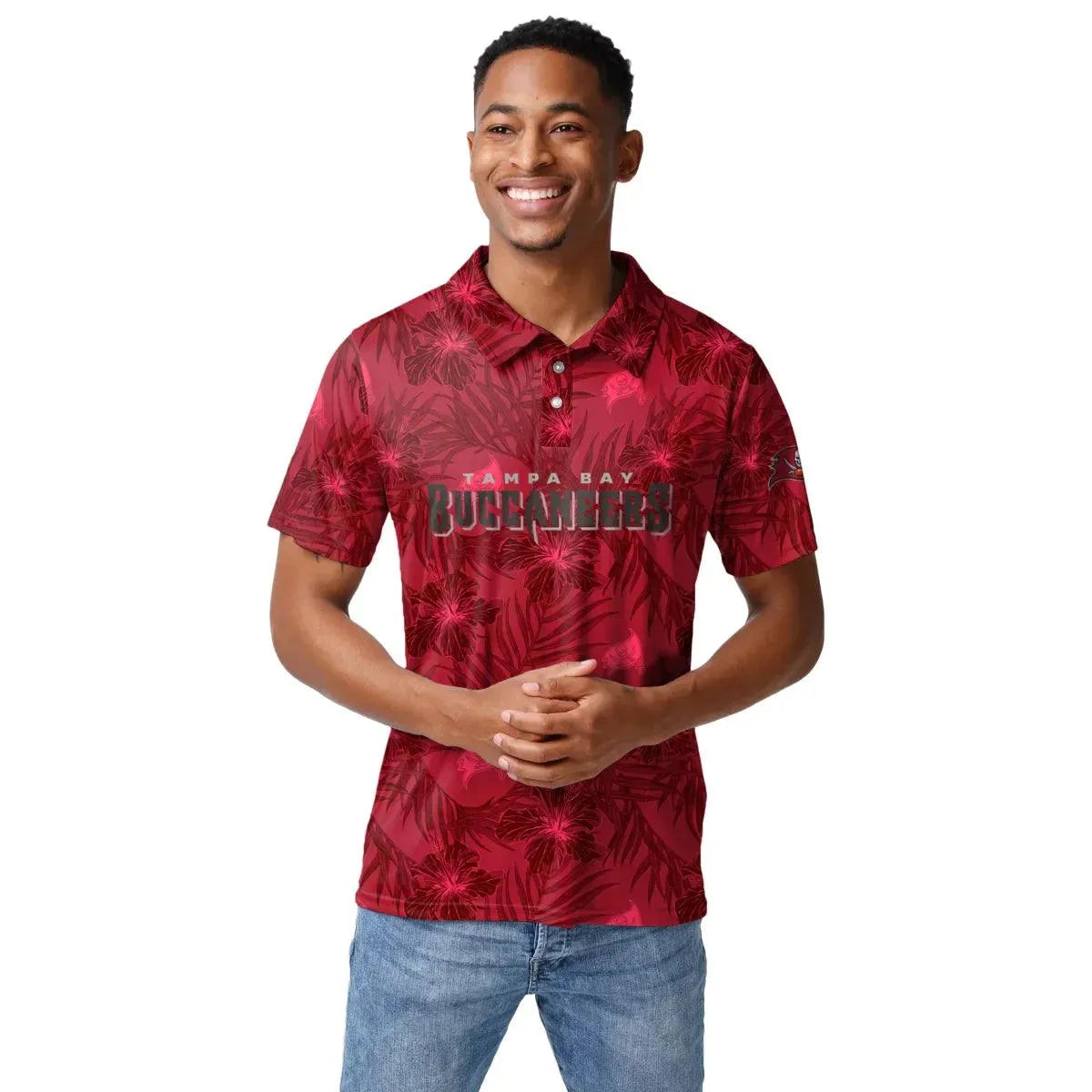 Foco Tampa Bay Buccaneers Floral Wordmark férfi galléros Póló