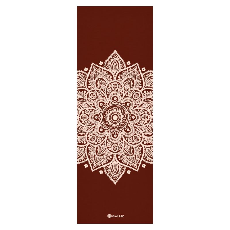 Gaiam Intense Rust Sundial Flower Yoga Mat 5mm 65733