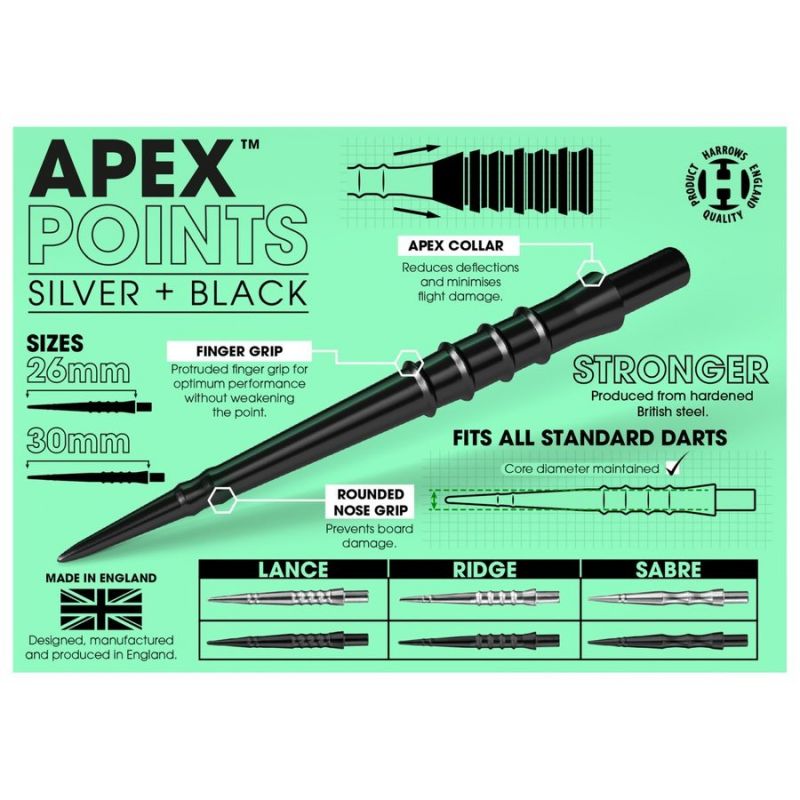 Harrows Apex Lance Steeltip Dart Tips Hs-tnk-000013912