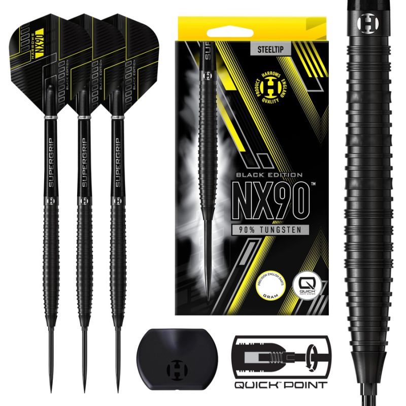 Harrows NX-90 Edition QP darts 90% steeltip fekete NX-90BlackEditionQP