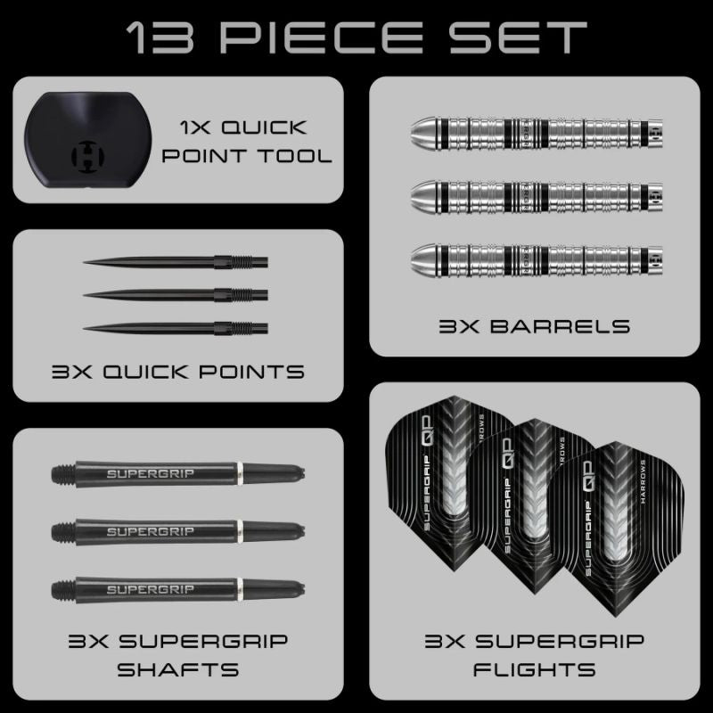 Harrows steeltip darts SupergripQPTapered90%