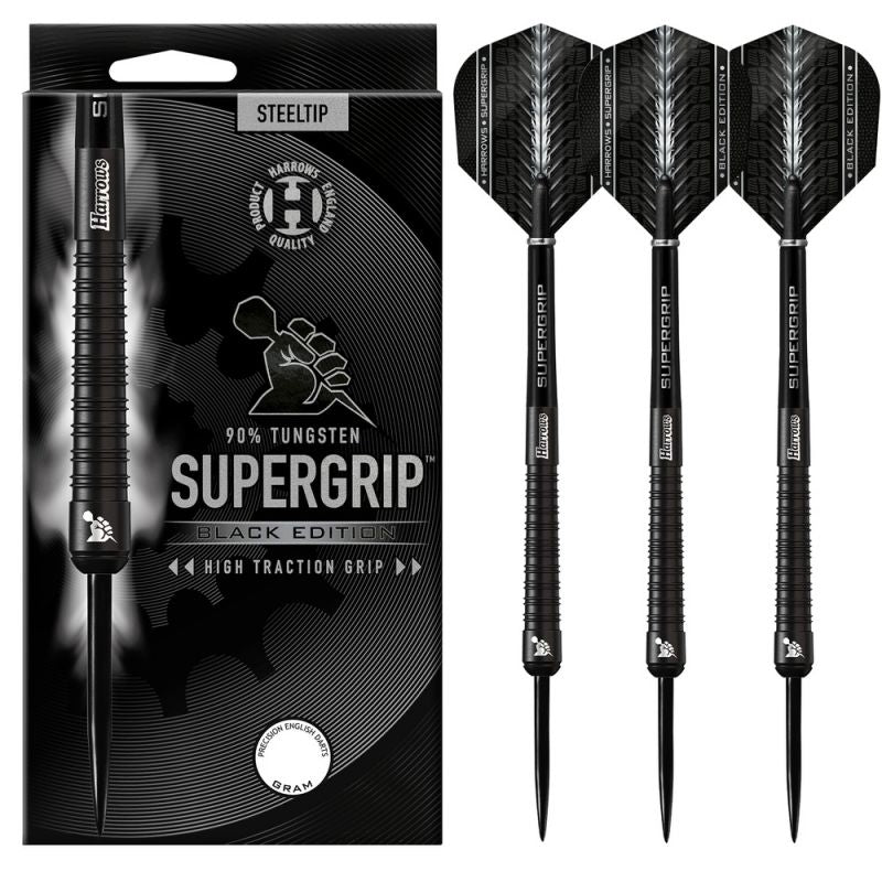 Harrows Supergrip Black Darts 90% Steeltip Supergripblack90%