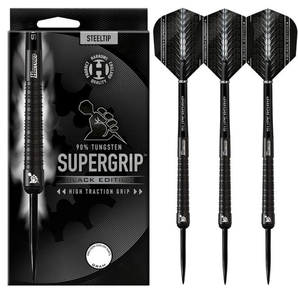 Harrows Supergrip Black Darts 90% Steeltip Supergripblack90%