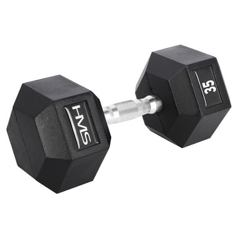 HMS Hex Pro 35 kg dumbbell fekete edzőfelszerelés 17-66-125