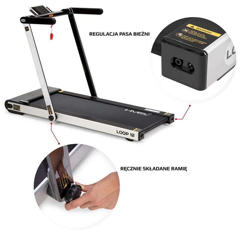 HMS MULTI elektromos futópad asztallal 1-12 km/h, szürke