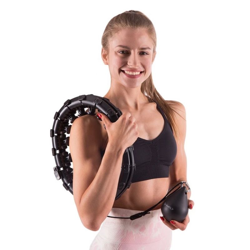 HMS Plus size hula hoop HHW12 with studs and weight, black fekete 17-44-526