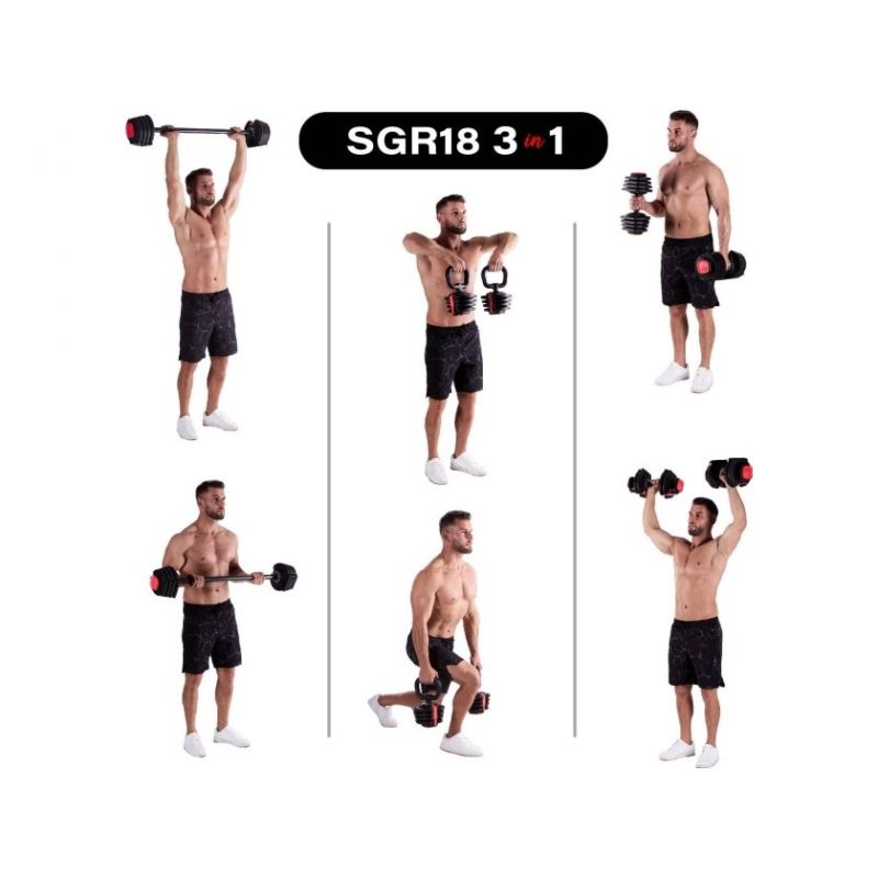 HMS SGR18 PRO SET 3in1 adjustable dumbbell set 41 kg edzőfelszerelés