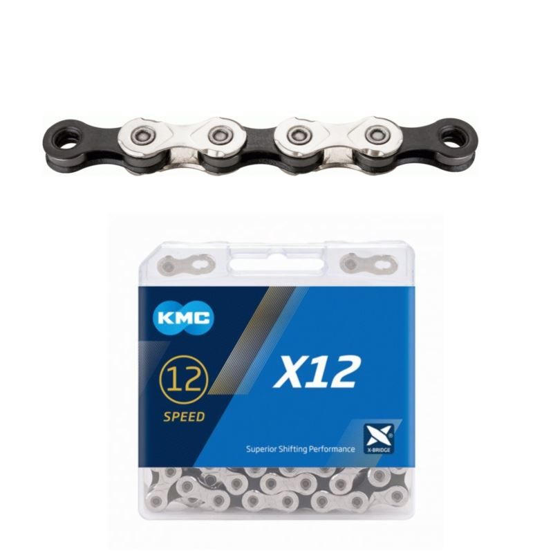 KMC Chain X12 126 Links Silver Black Box fekete kerékpár alkatrész