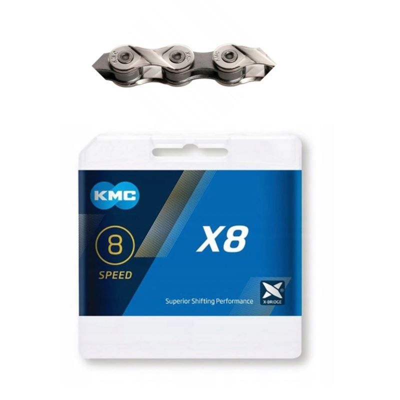 KMC Chain X8 114 Links Silver Gray BOX szürke kerékpár alkatrész