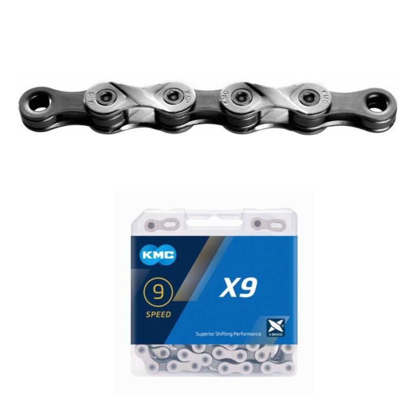 KMC Chain X9 114 Links Silver Gray BOX szürke kerékpár alkatrész