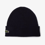 Lacoste Ribbed Wool Beanie Navy - kék kötött sapka RB0001-166