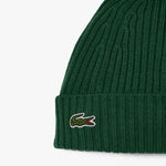 Lacoste Ribbed Wool Beanie - zöld kötött sapka RB0001-132