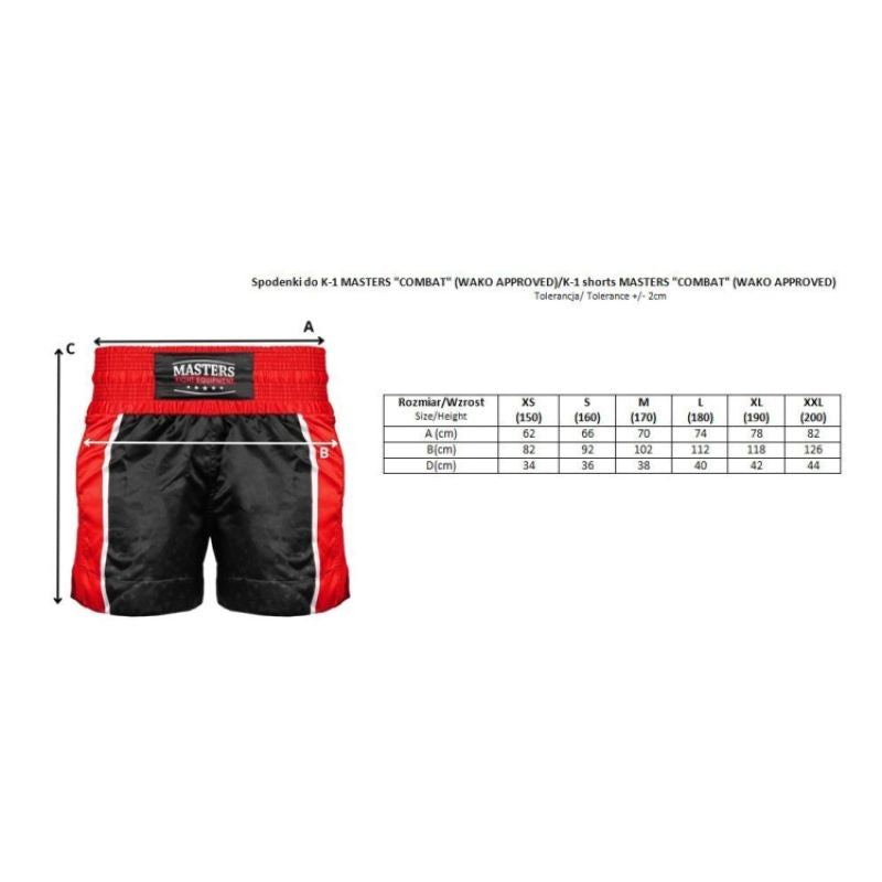 MASTERS FIGHT EQUIPMENT K-1 MASTERS "COMBAT" (WAKO APPROVED) rövidnadrág 04966-M
