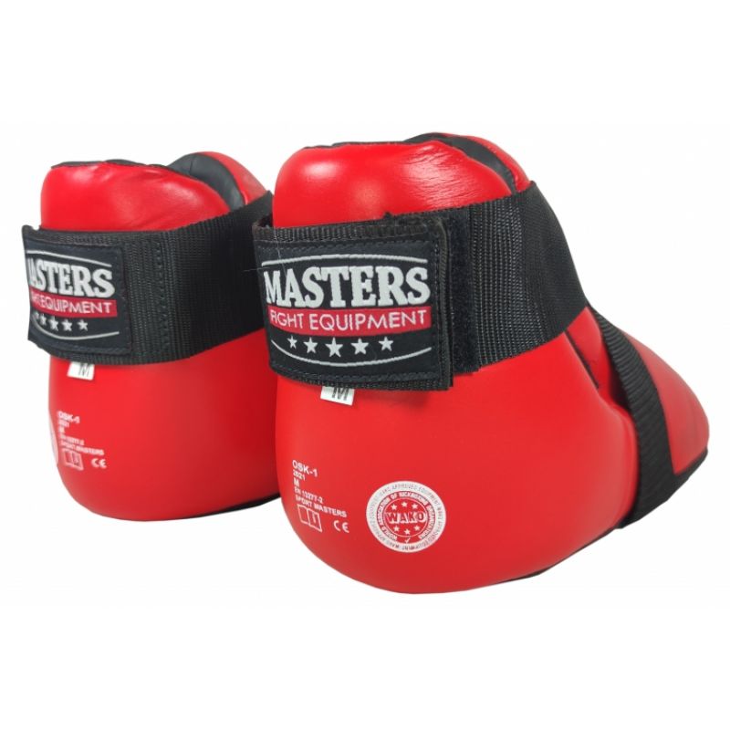 MASTERS FIGHT EQUIPMENT OSK-1 leather foot protectors (WAKO APPROVED) piros védőfelszerelés 03041-02M