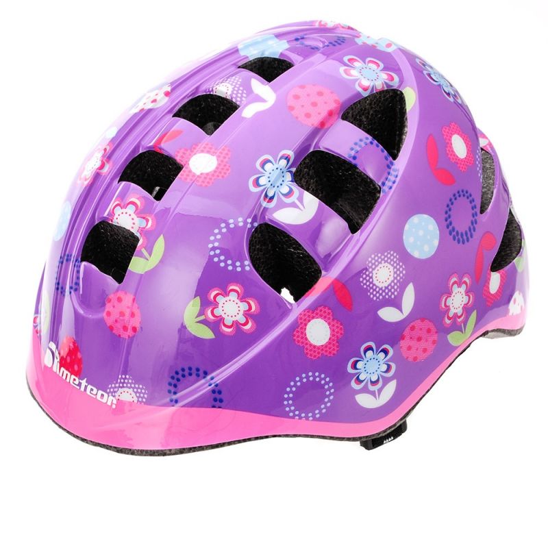 Meteor MA-2 flower Junior bicycle helmet lila gyerek sisak