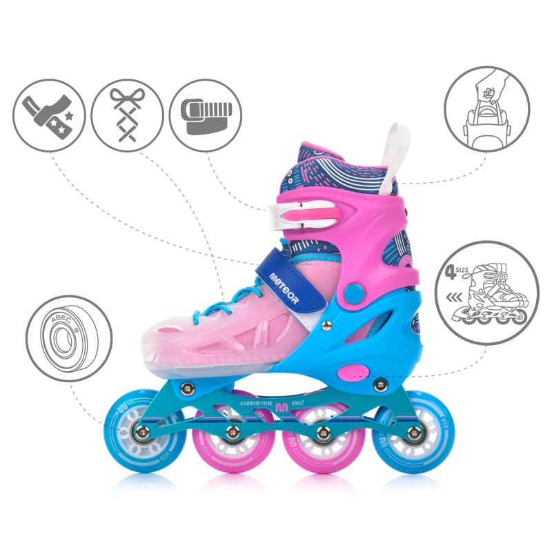 Meteor Roller Skates S 30-33 Loky Pink/ kék görkorcsolya