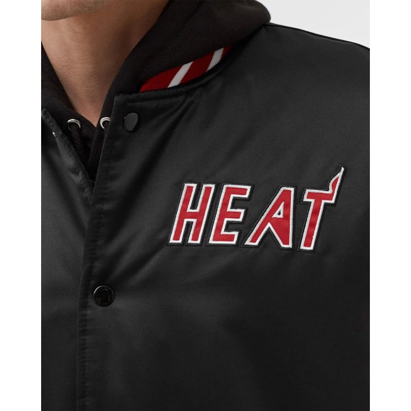 Mitchell &amp; Ness NBA Heavyweight Satin Jacket Miami Heat M OJBF3413-MHEYYPPPBLCK