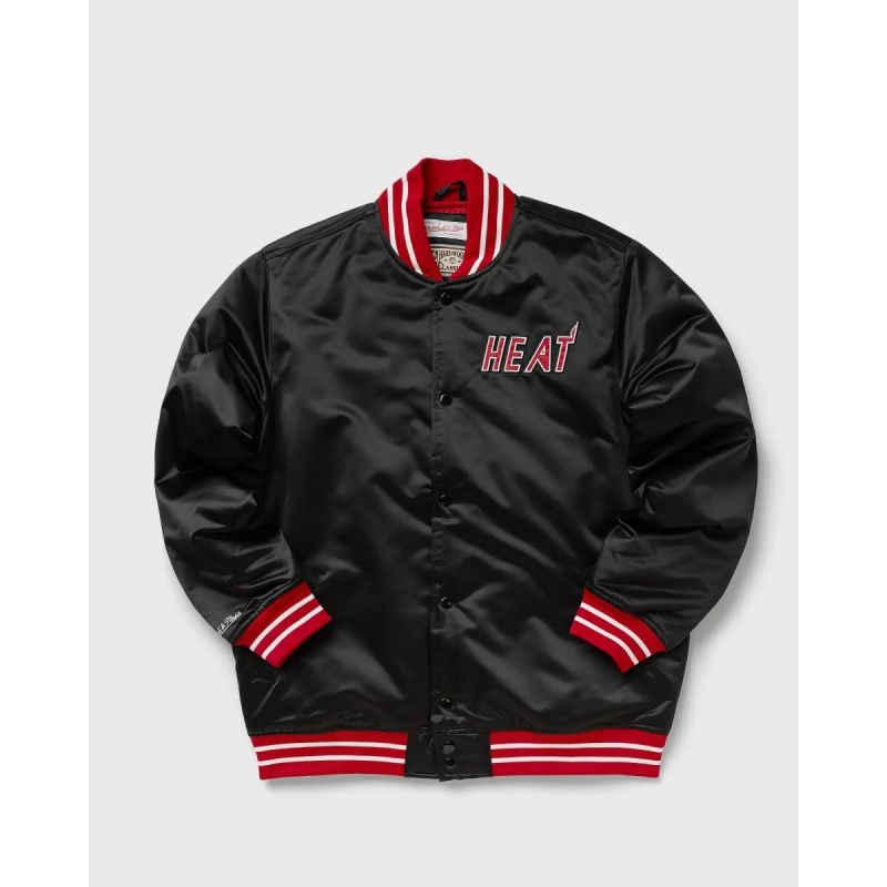 Mitchell &amp; Ness NBA Heavyweight Satin Jacket Miami Heat M OJBF3413-MHEYYPPPBLCK