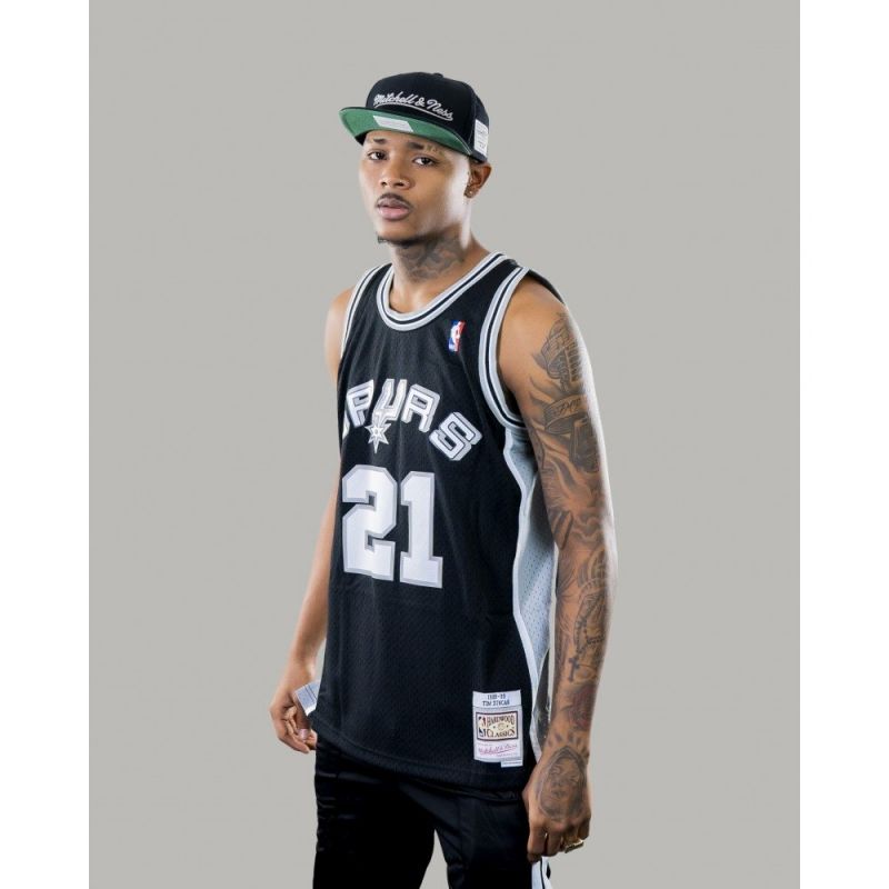 Mitchell &amp; Ness NBA Swingman San Antonio Spurs Tim Duncan T-Shirt SMJYGS18208-SASBLCK98TDU