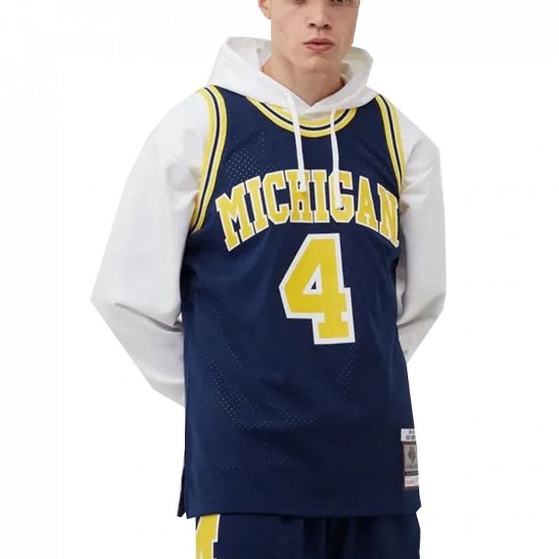 Mitchell &amp; Ness NCAA Swingman Road Jersey Michigan1991 Chris Webber SMJY4437-UMI91CWEASBL