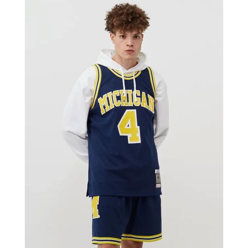 Mitchell &amp; Ness NCAA Swingman Road Jersey Michigan1991 Chris Webber SMJY4437-UMI91CWEASBL