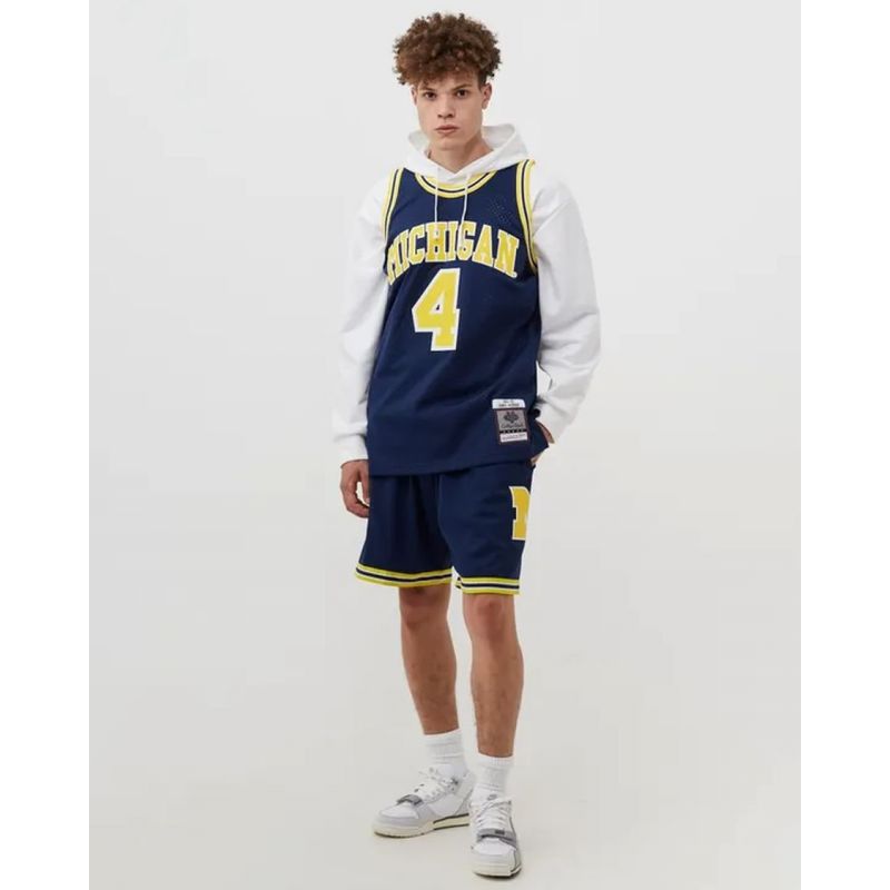 Mitchell &amp; Ness NCAA Swingman Road Jersey Michigan1991 Chris Webber SMJY4437-UMI91CWEASBL