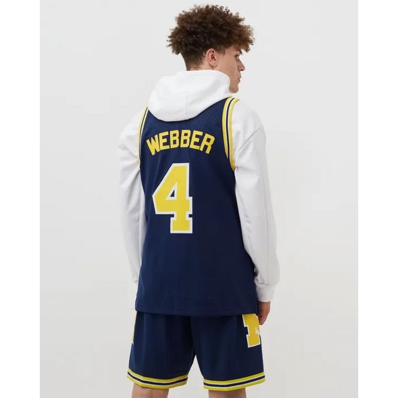 Mitchell &amp; Ness NCAA Swingman Road Jersey Michigan1991 Chris Webber SMJY4437-UMI91CWEASBL